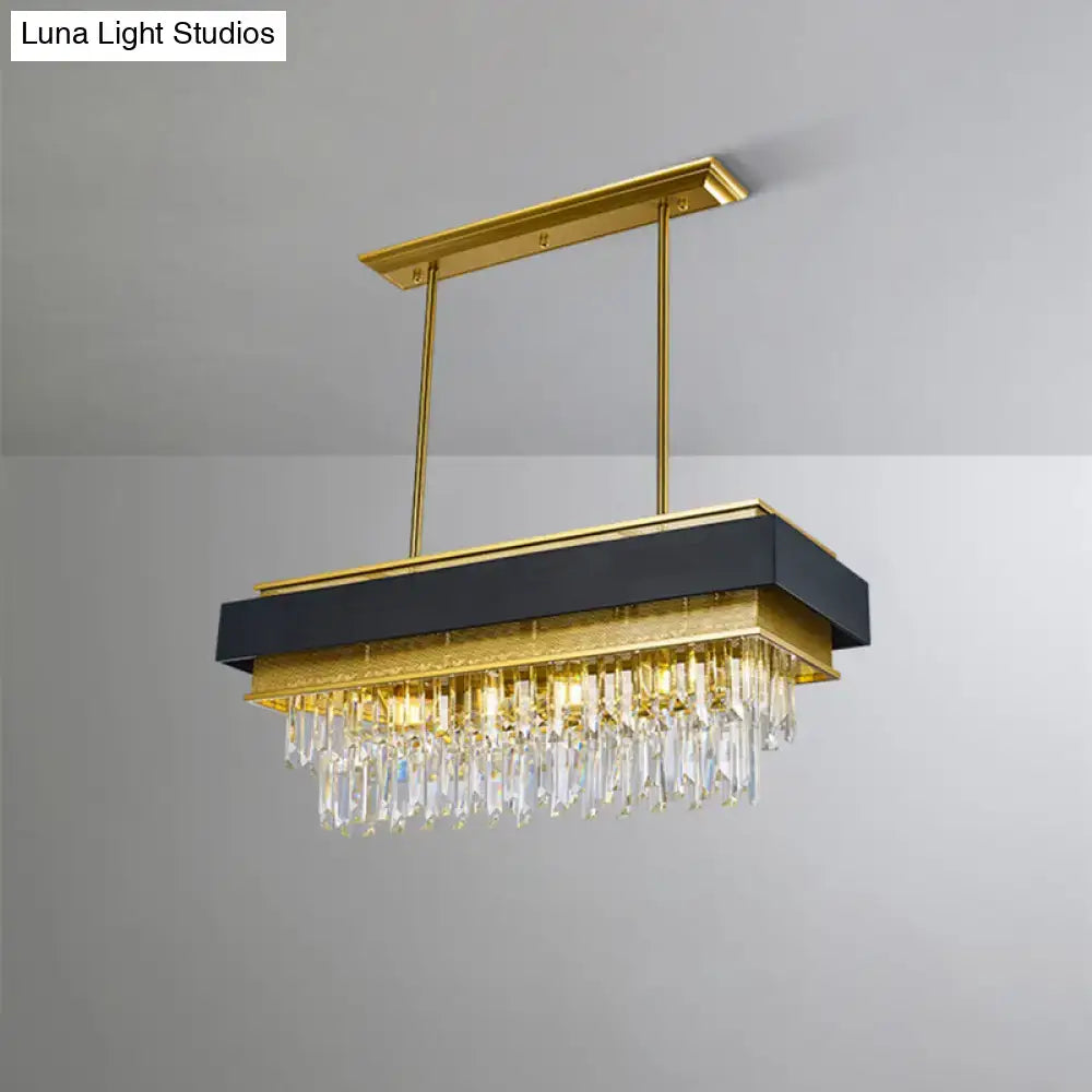 Black Gold Sleek Crystal Prism Pendant Light