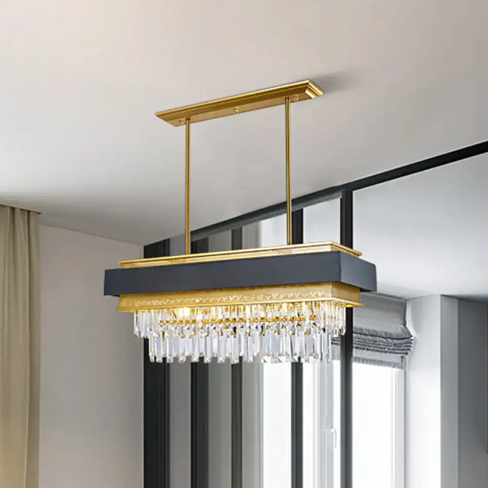 Black Gold Sleek Crystal Prism Pendant Light