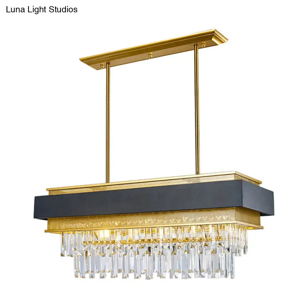Black Gold Sleek Crystal Prism Pendant Light