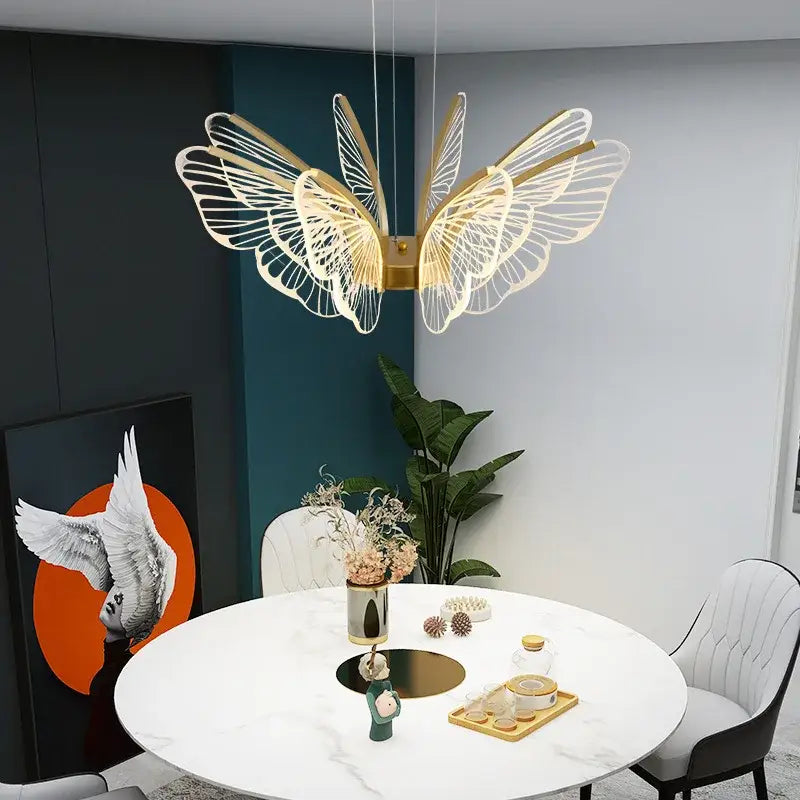 Gold Butterfly Pendant Light with 8-Head Design
