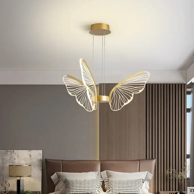 Gold Butterfly Pendant Light with 8-Head Design