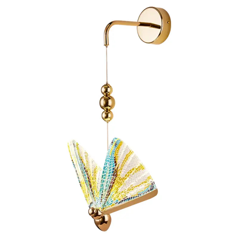 Gold Glass Wall Sconce with Butterfly Motif