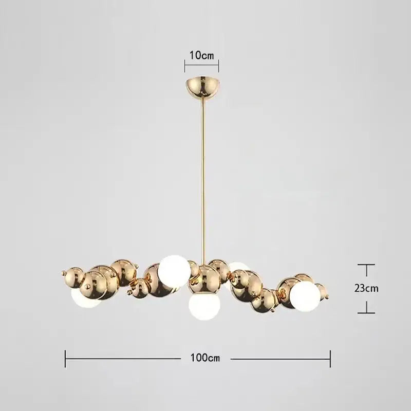 Gold Metal Caterpillar Pendant Light 9-Head