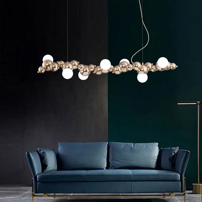 Gold Metal Caterpillar Pendant Light 9-Head