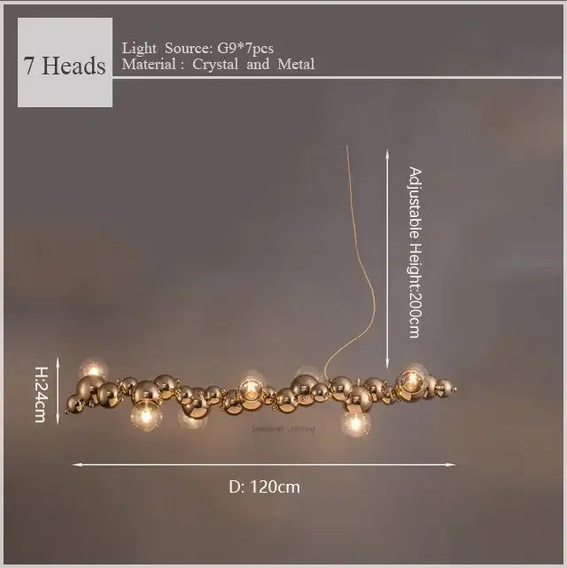 Gold Metal Caterpillar Pendant Light 9-Head