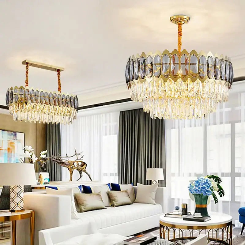 Gold Crystal 100cm Ceiling Light