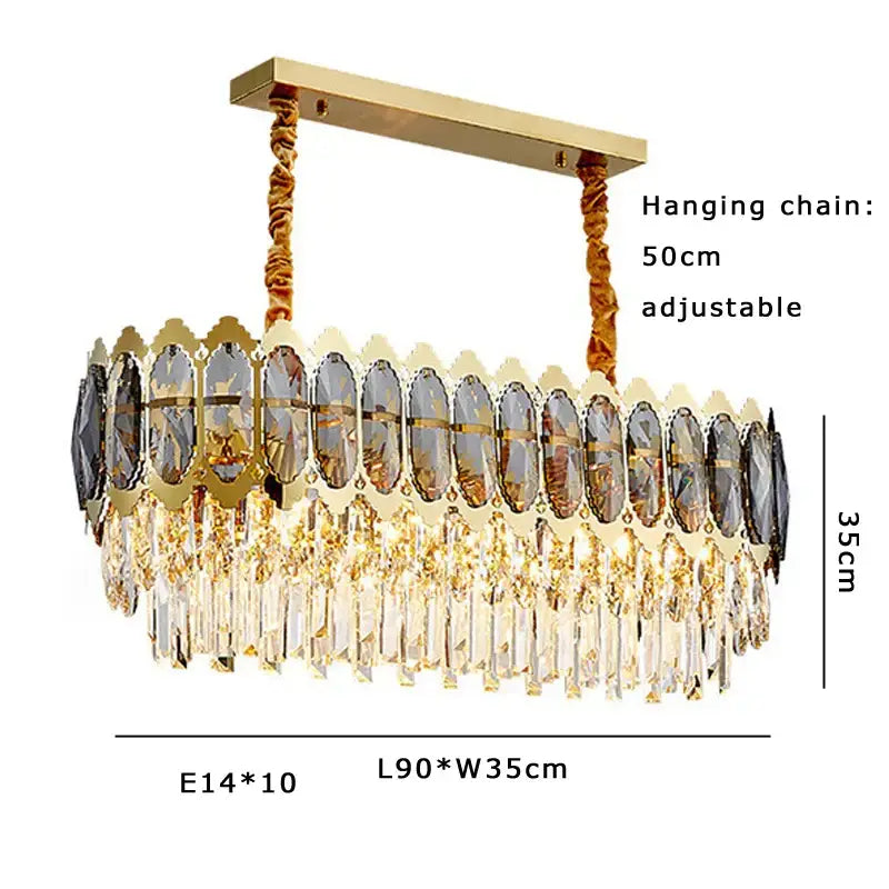 Gold Crystal 100cm Ceiling Light