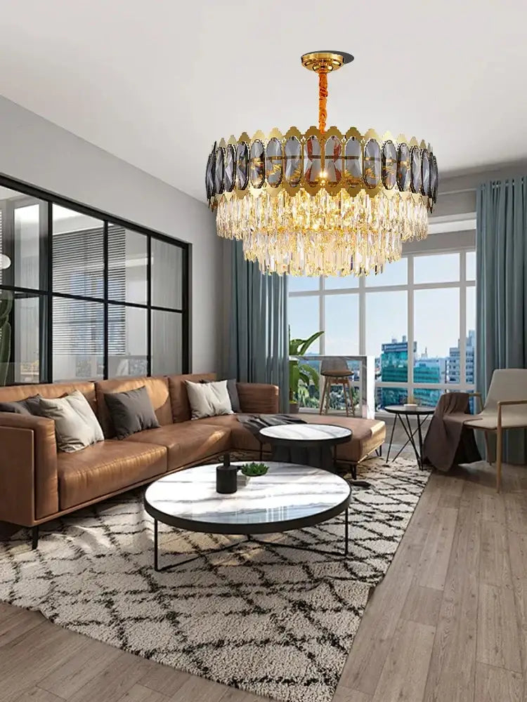 Gold Crystal 100cm Ceiling Light