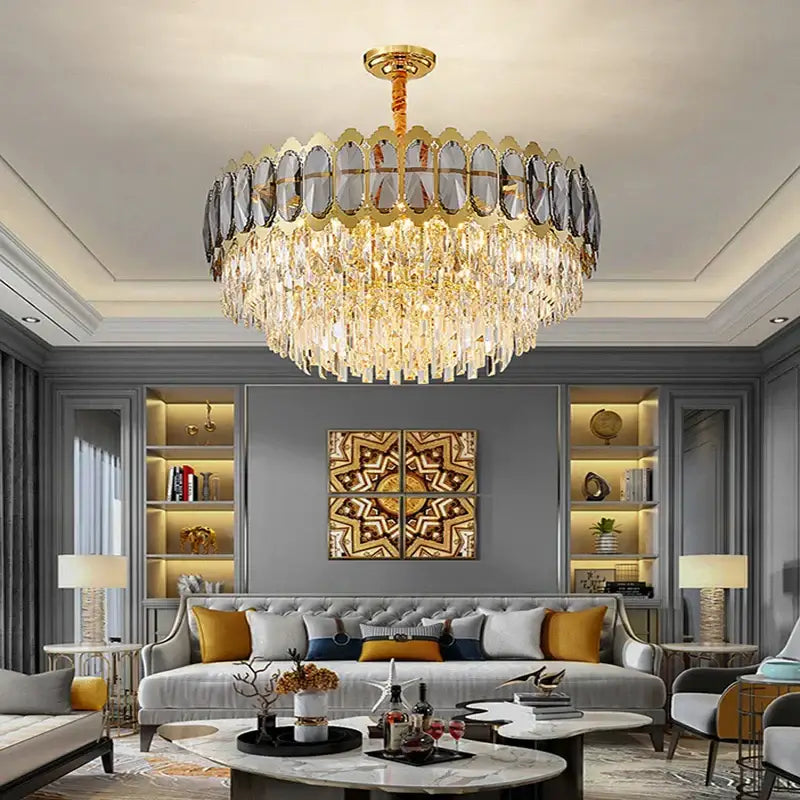 Gold Crystal 100cm Ceiling Light