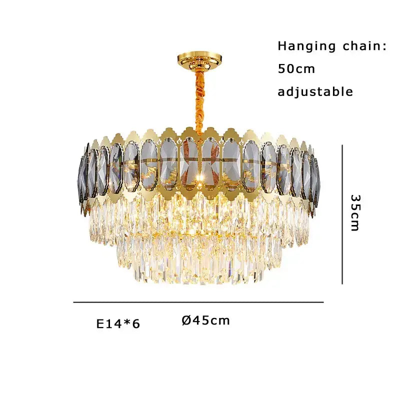Gold Crystal 100cm Ceiling Light