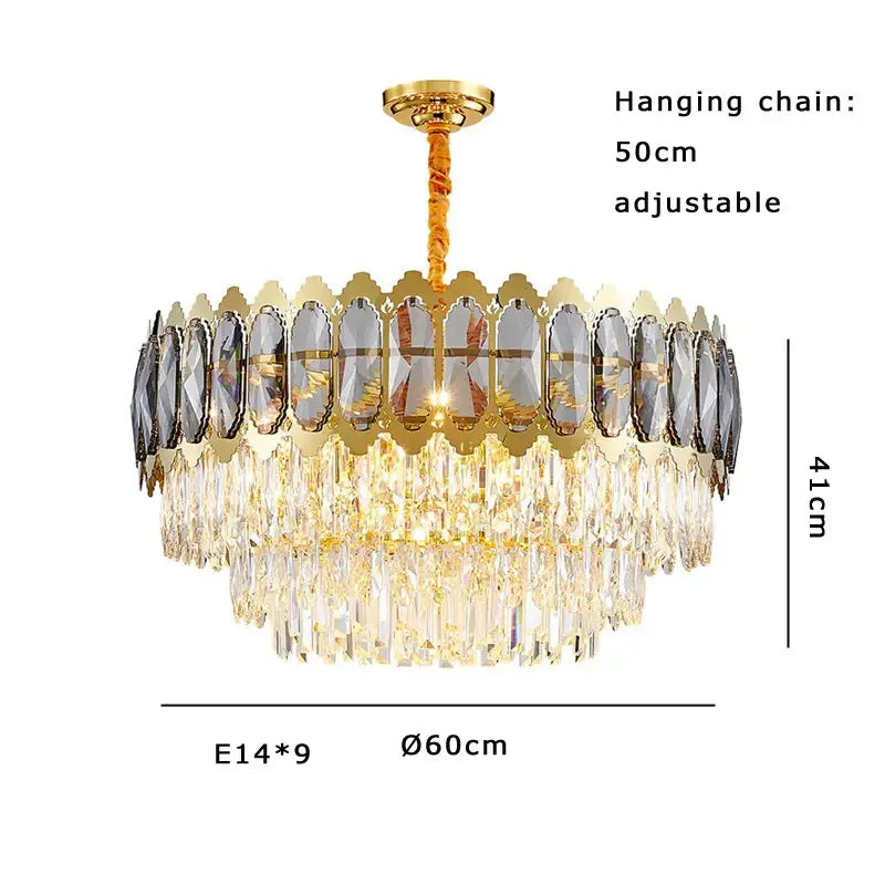 Gold Crystal 100cm Ceiling Light