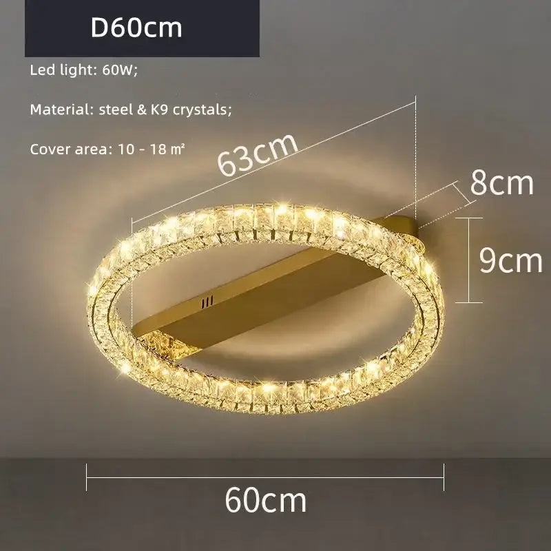 Gold Crystal LED 80cm Dimmable Chandelier