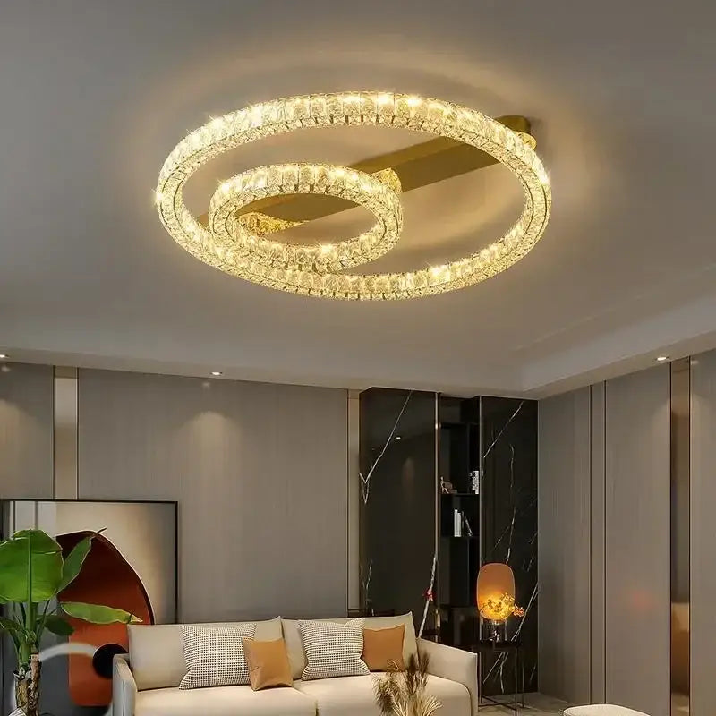 Gold Crystal LED 80cm Dimmable Chandelier