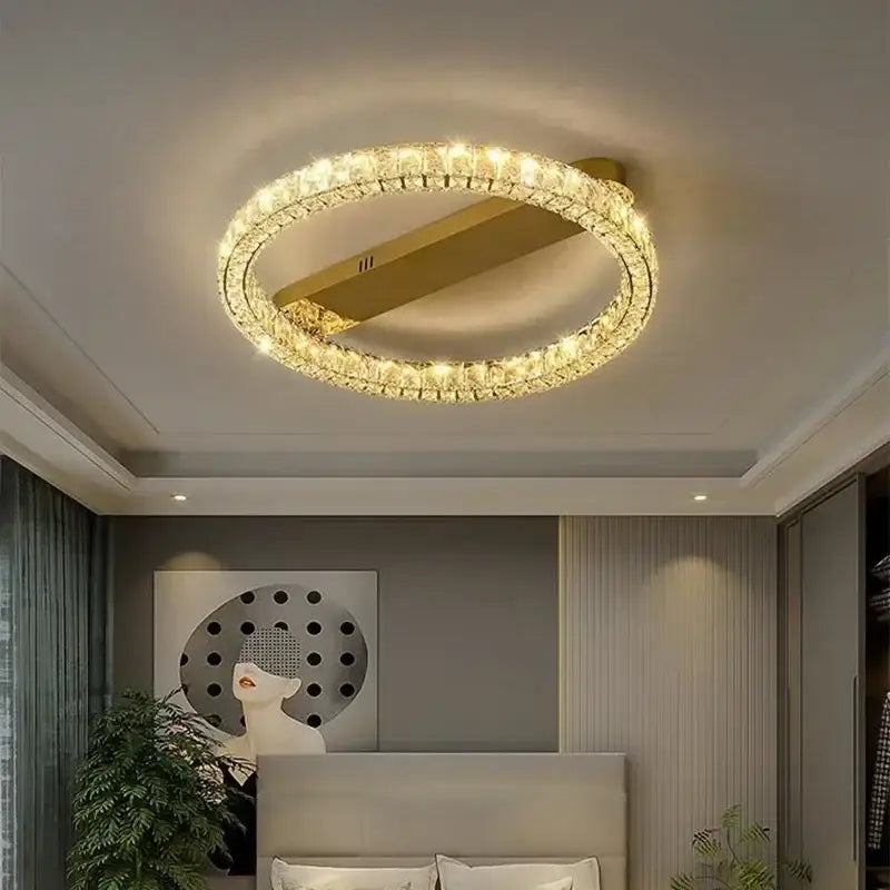 Gold Crystal LED 80cm Dimmable Chandelier