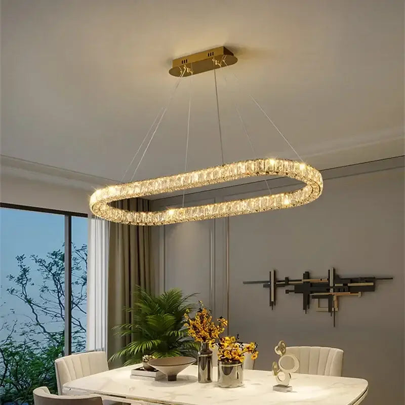 Gold Crystal LED 80cm Dimmable Chandelier