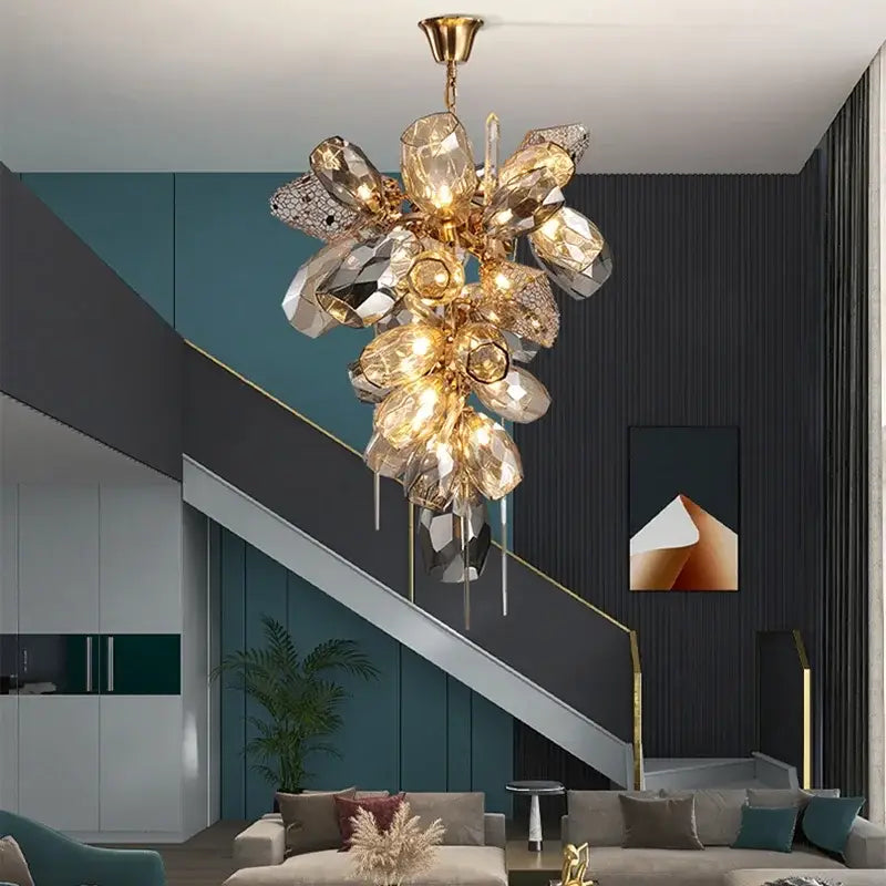 Gold Crystal Duplex Chandelier