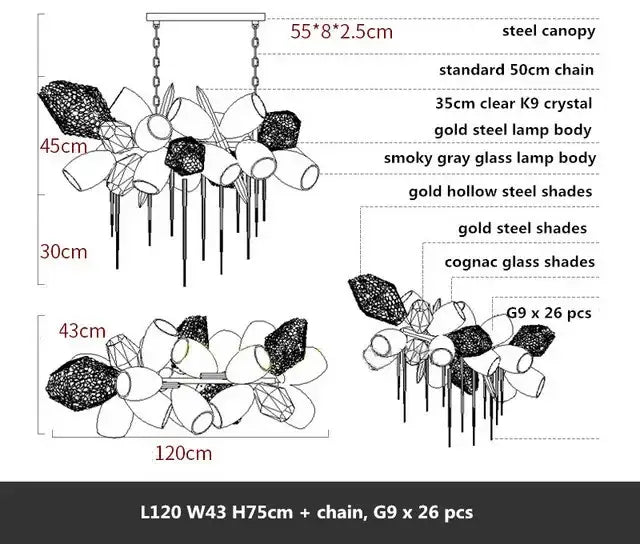 Gold Crystal Duplex Chandelier