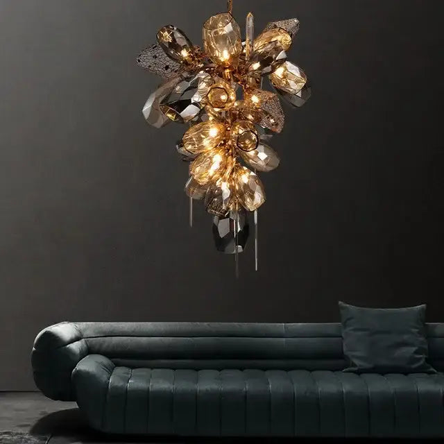Gold Crystal Duplex Chandelier