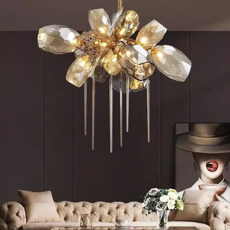 Gold Crystal Duplex Chandelier