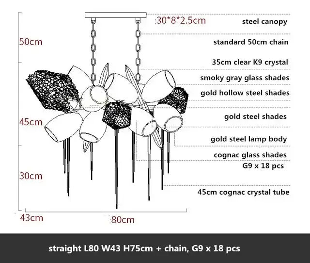 Gold Crystal Duplex Chandelier