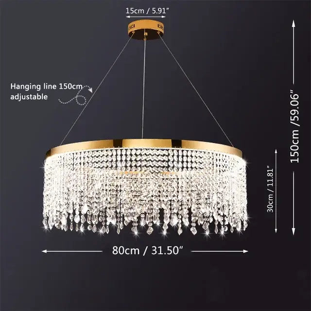 Crystal LED Dining Chandelier Adjustable Height