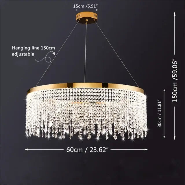 Crystal LED Dining Chandelier Adjustable Height