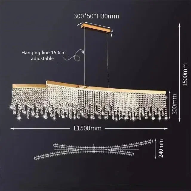 Crystal LED Dining Chandelier Adjustable Height