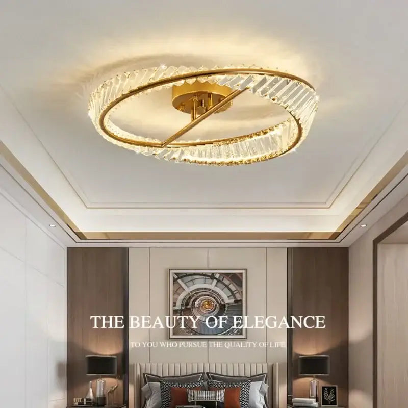 Gold Crystal LED 3-Light Dining Room Ceiling Light