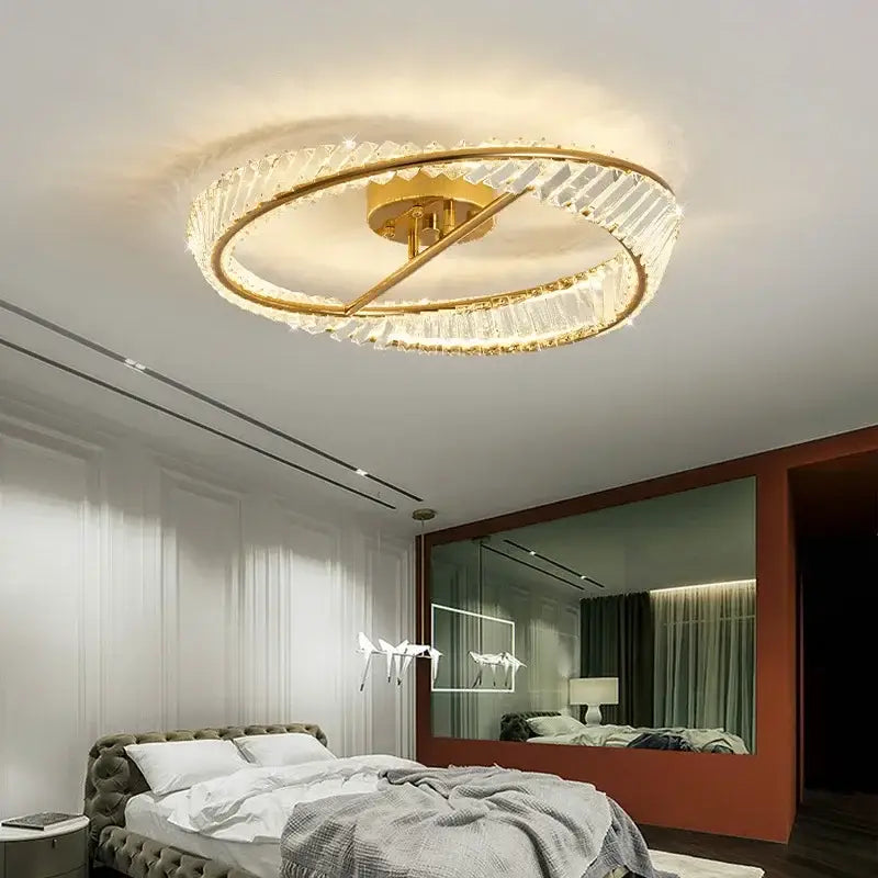 Gold Crystal LED 3-Light Dining Room Ceiling Light
