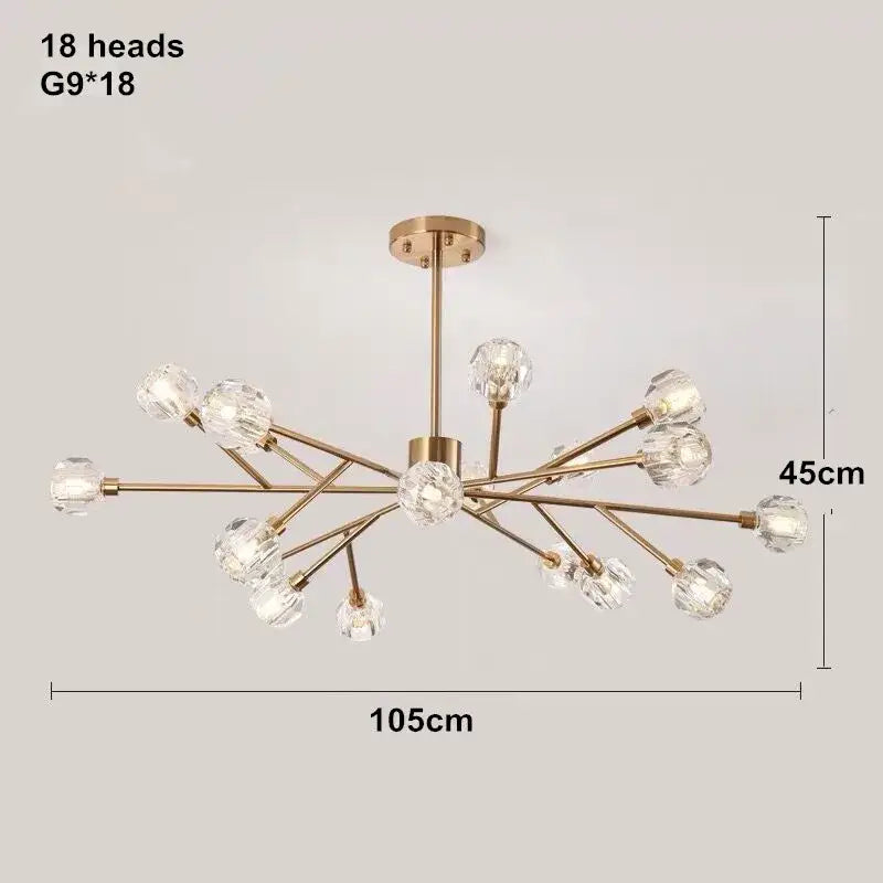 Gold Nordic LED Chandelier Up To 18 Heads