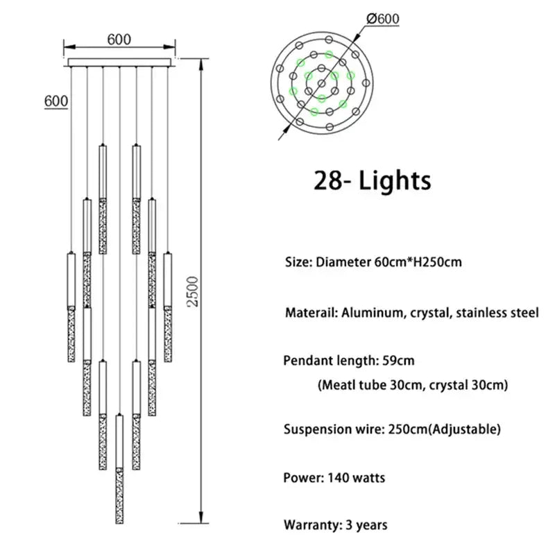 Gold Spiral LED 49-Light Living Room Chandelier