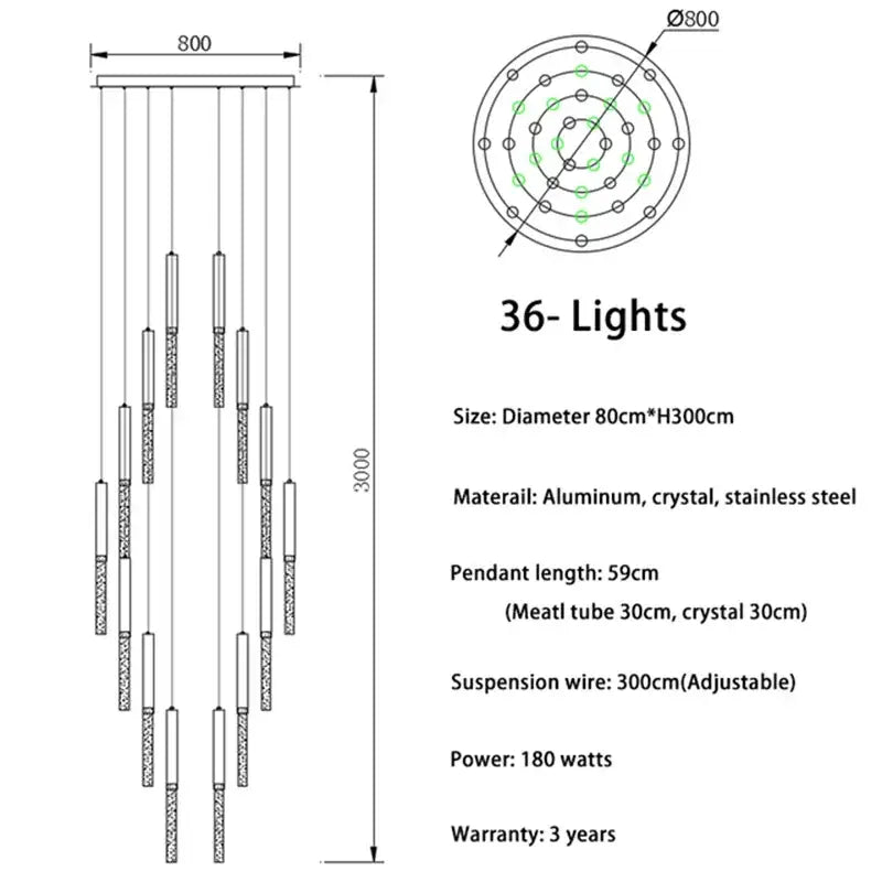 Gold Spiral LED 49-Light Living Room Chandelier