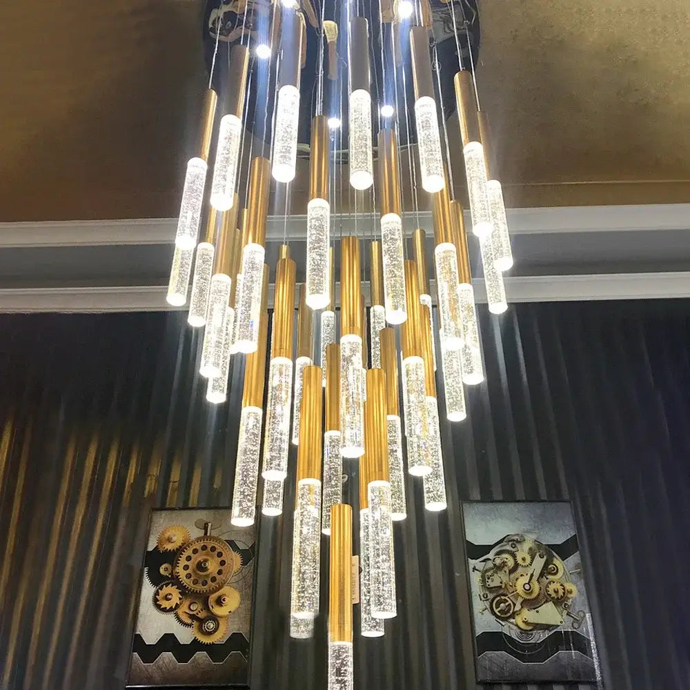 Gold Spiral LED 49-Light Living Room Chandelier