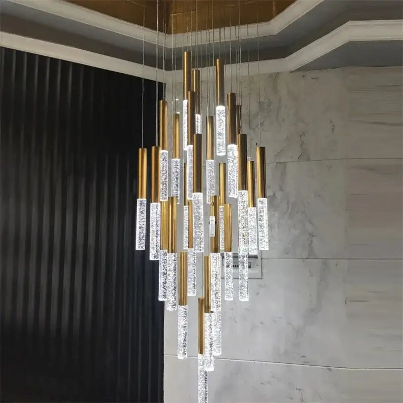 Gold Spiral LED 49-Light Living Room Chandelier