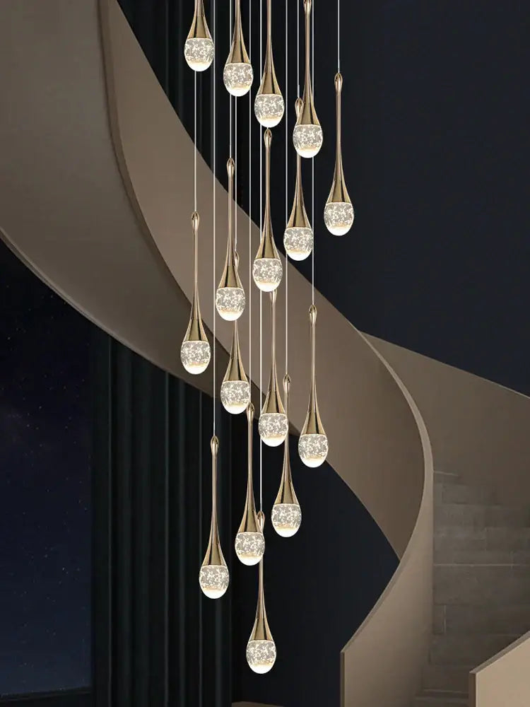 Gold Staircase LED Chandeliers