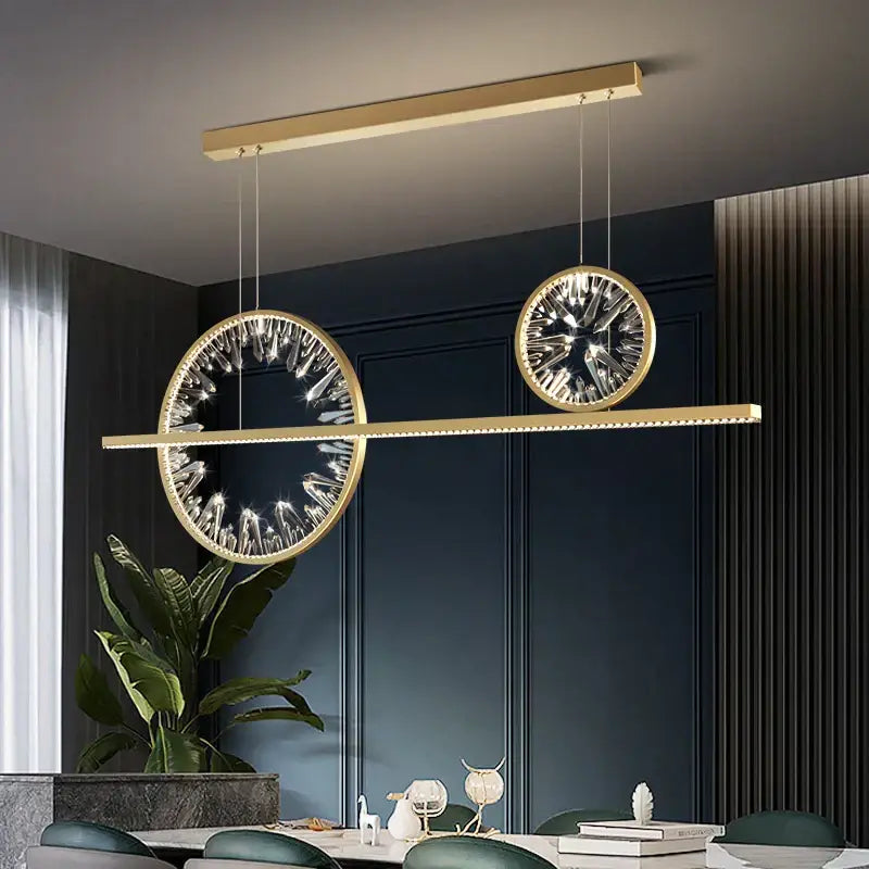 Gold Crystal Adjustable Dining Room Pendant Chandelier