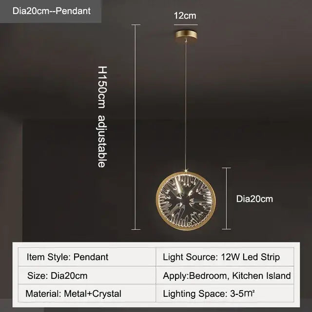 Gold Crystal Adjustable Dining Room Pendant Chandelier