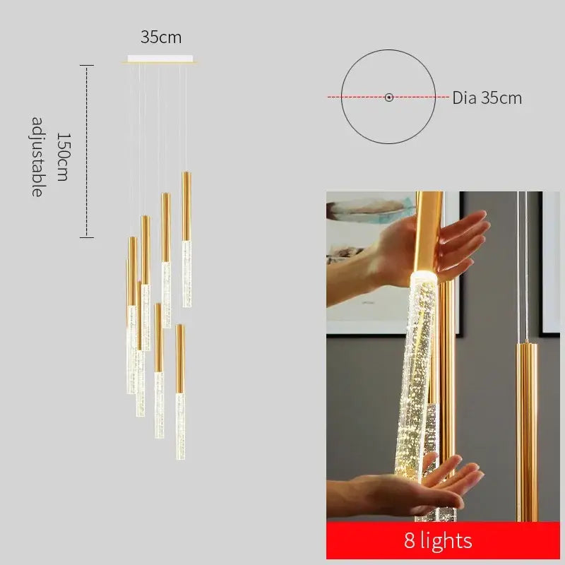 Gold Crystal 46-Light Staircase Chandelier