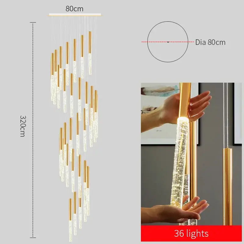 Gold Crystal 46-Light Staircase Chandelier