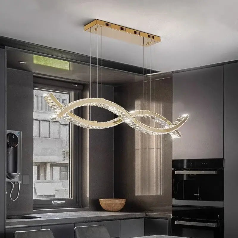 Gold Crystal Strip Chandelier