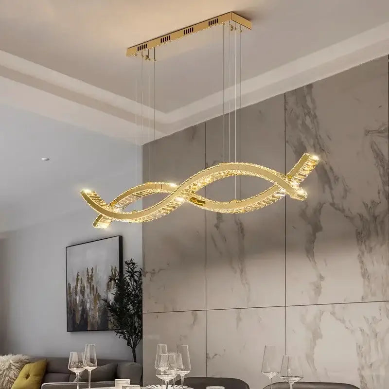 Gold Crystal Strip Chandelier