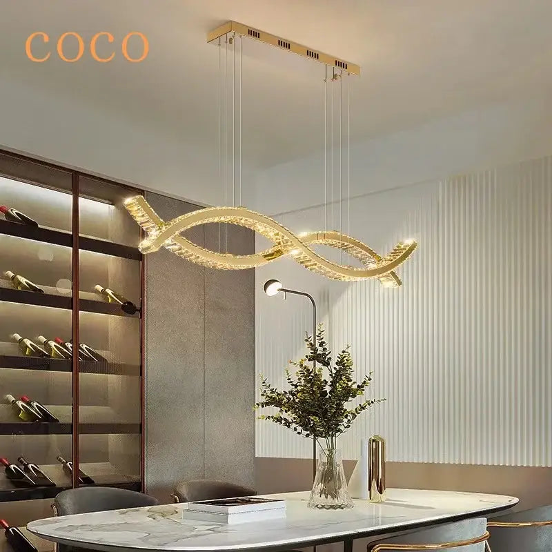 Gold Crystal Strip Chandelier
