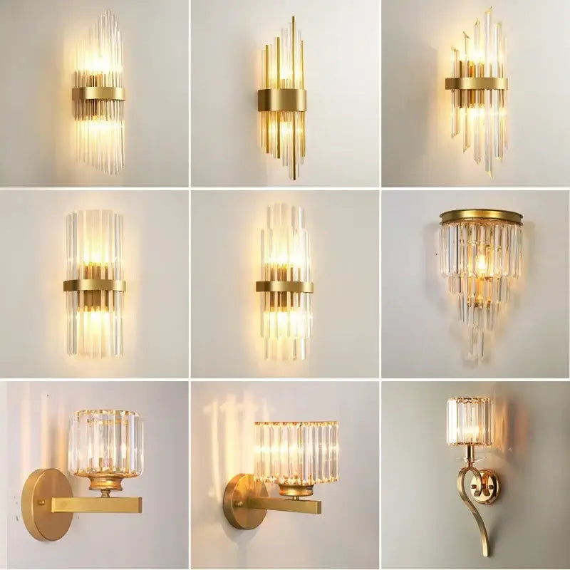 Gold Crystal Wall Lamp Wireless Rechargeable