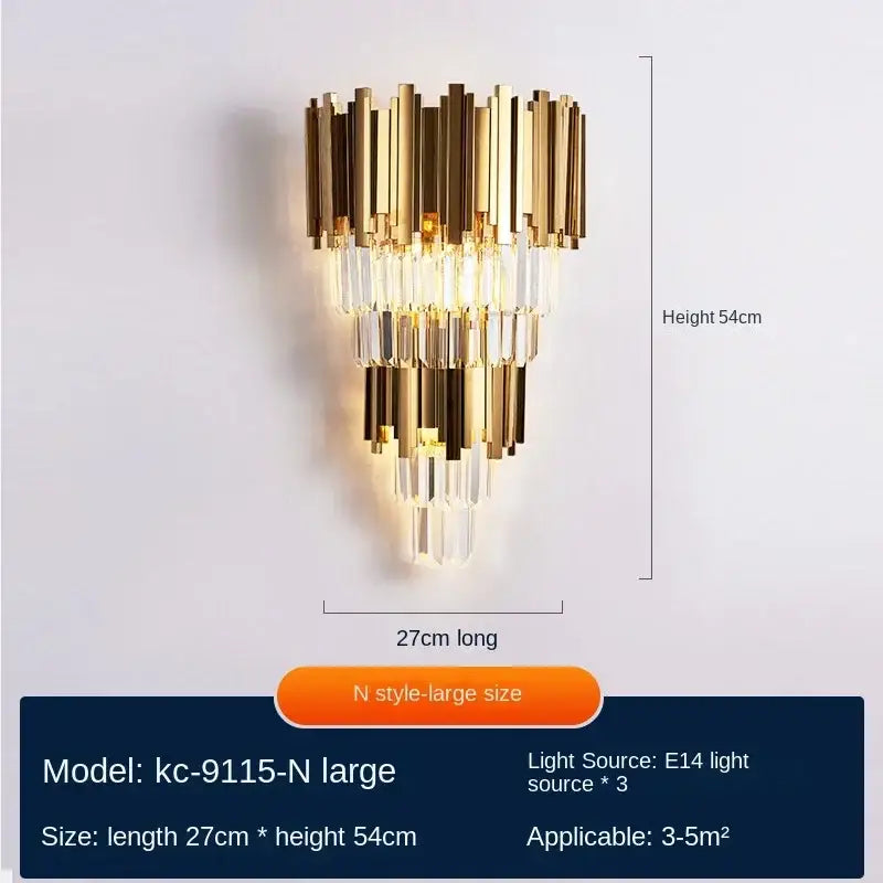 Gold Crystal Wall Lamp Wireless Rechargeable