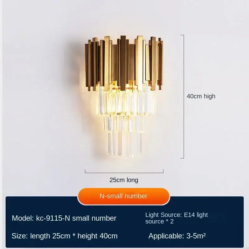 Gold Crystal Wall Lamp Wireless Rechargeable