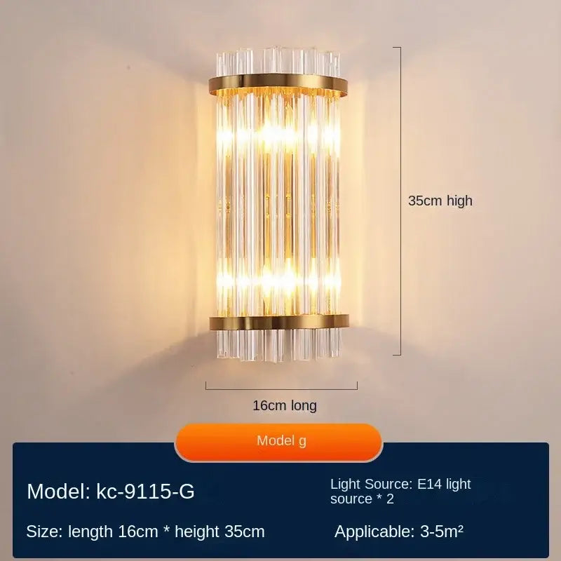 Gold Crystal Wall Lamp Wireless Rechargeable