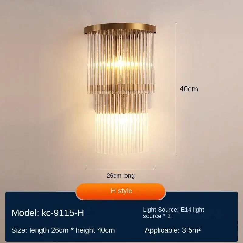 Gold Crystal Wall Lamp Wireless Rechargeable