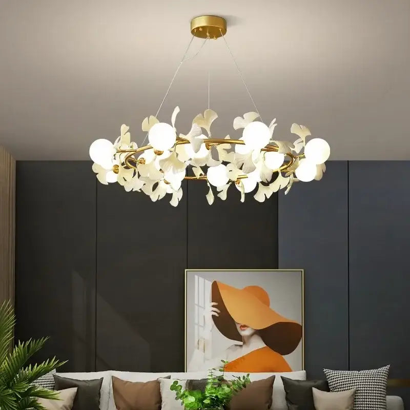 Gold Gingko Branch Chandelier