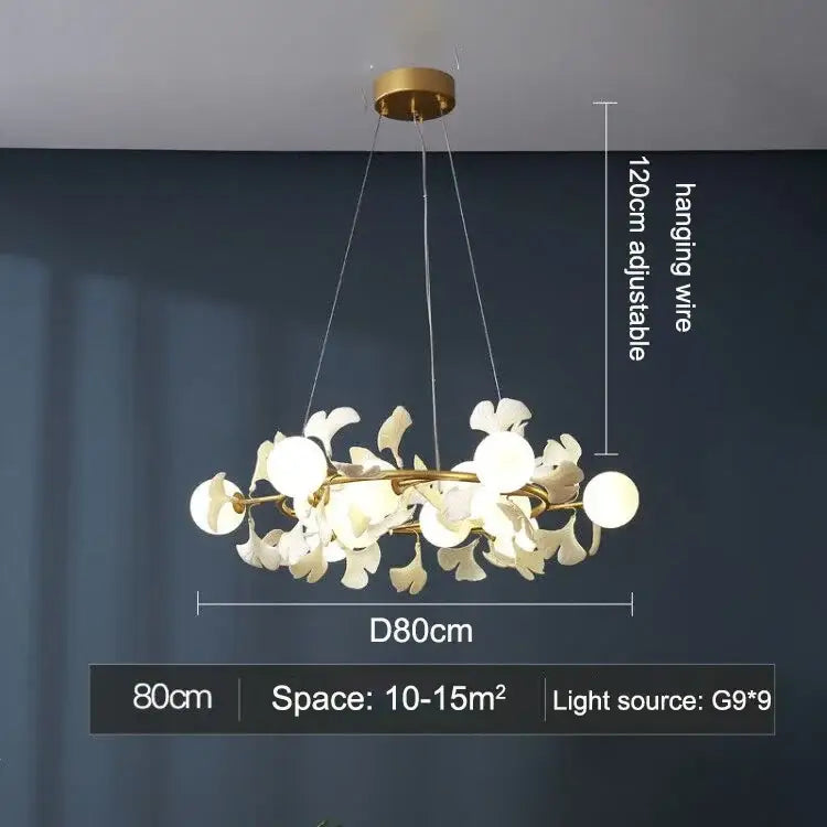Gold Gingko Branch Chandelier