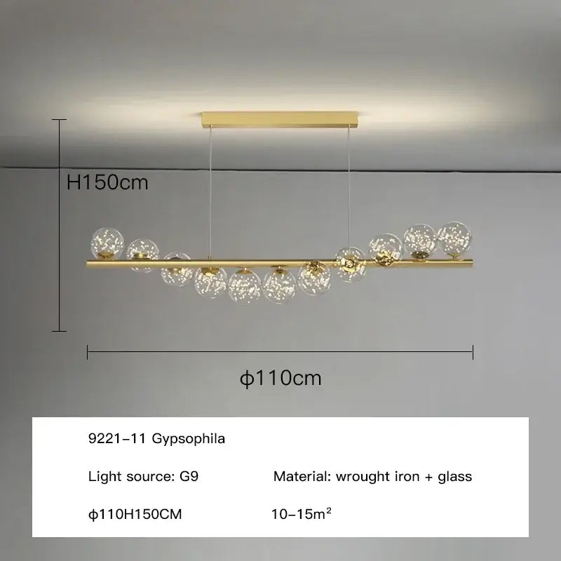 Gold Glass Ball G9 Chandelier